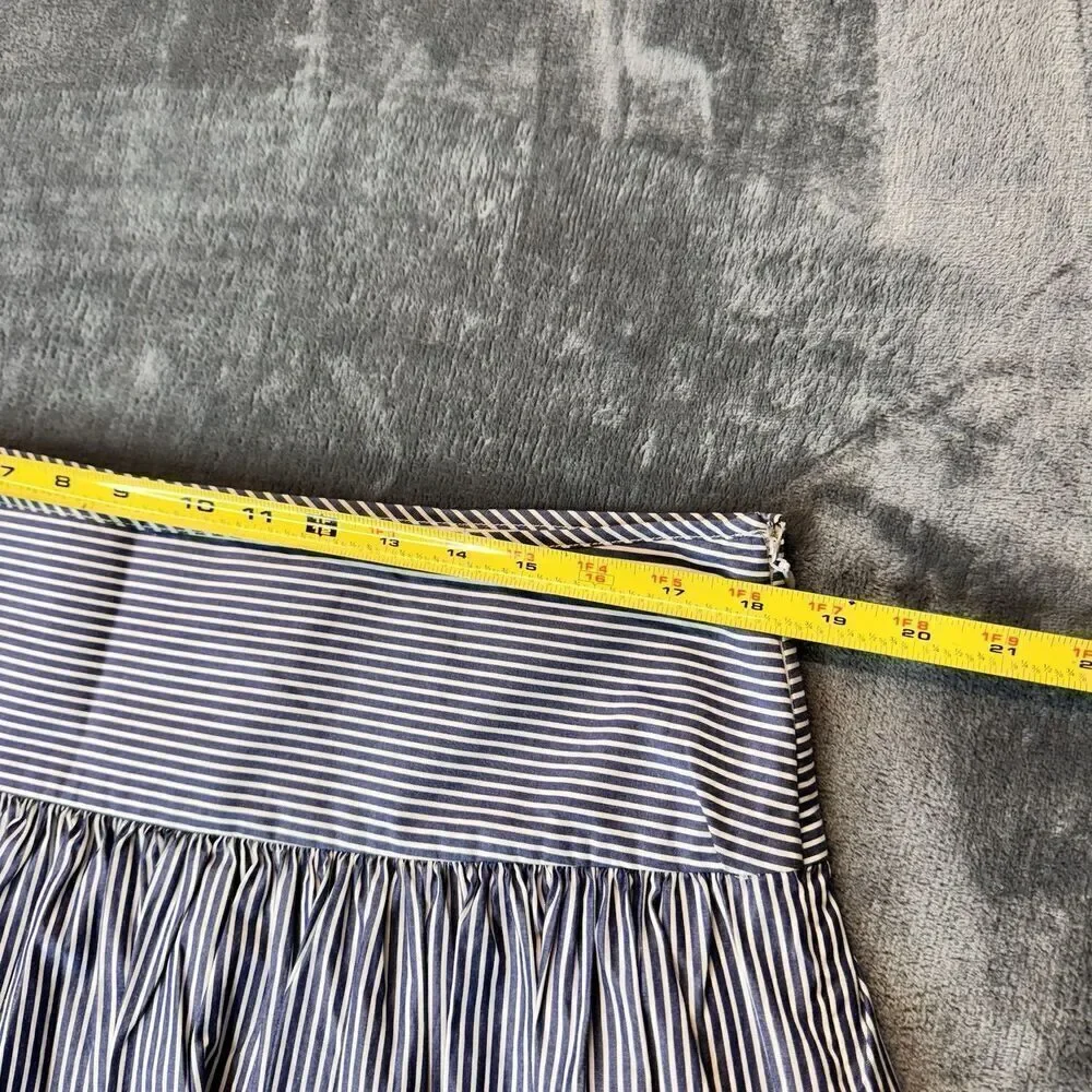 Gap Sz 12 100% Cotton Blue White Striped Skirt Nautical Full Blue A-Line Lined